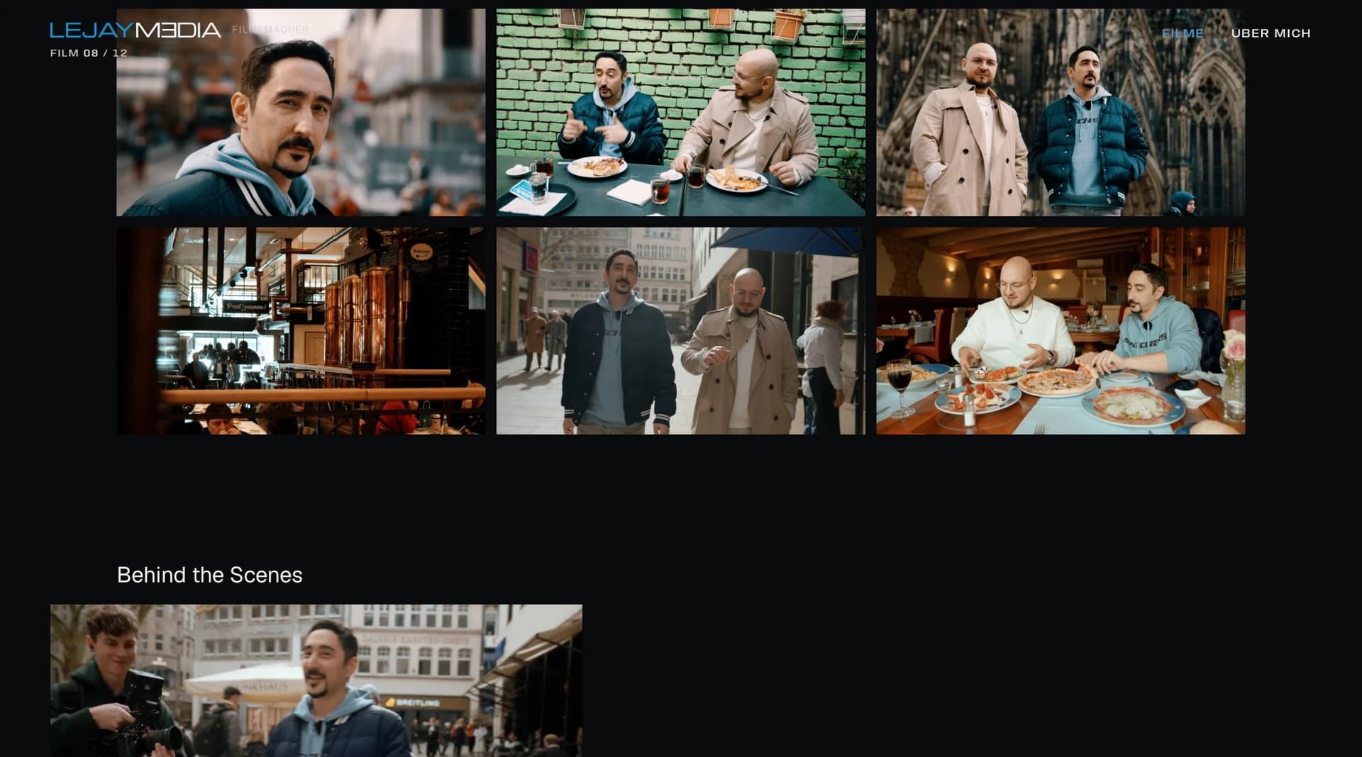Projektseite mit Bildergalerie und Behind the Scenes