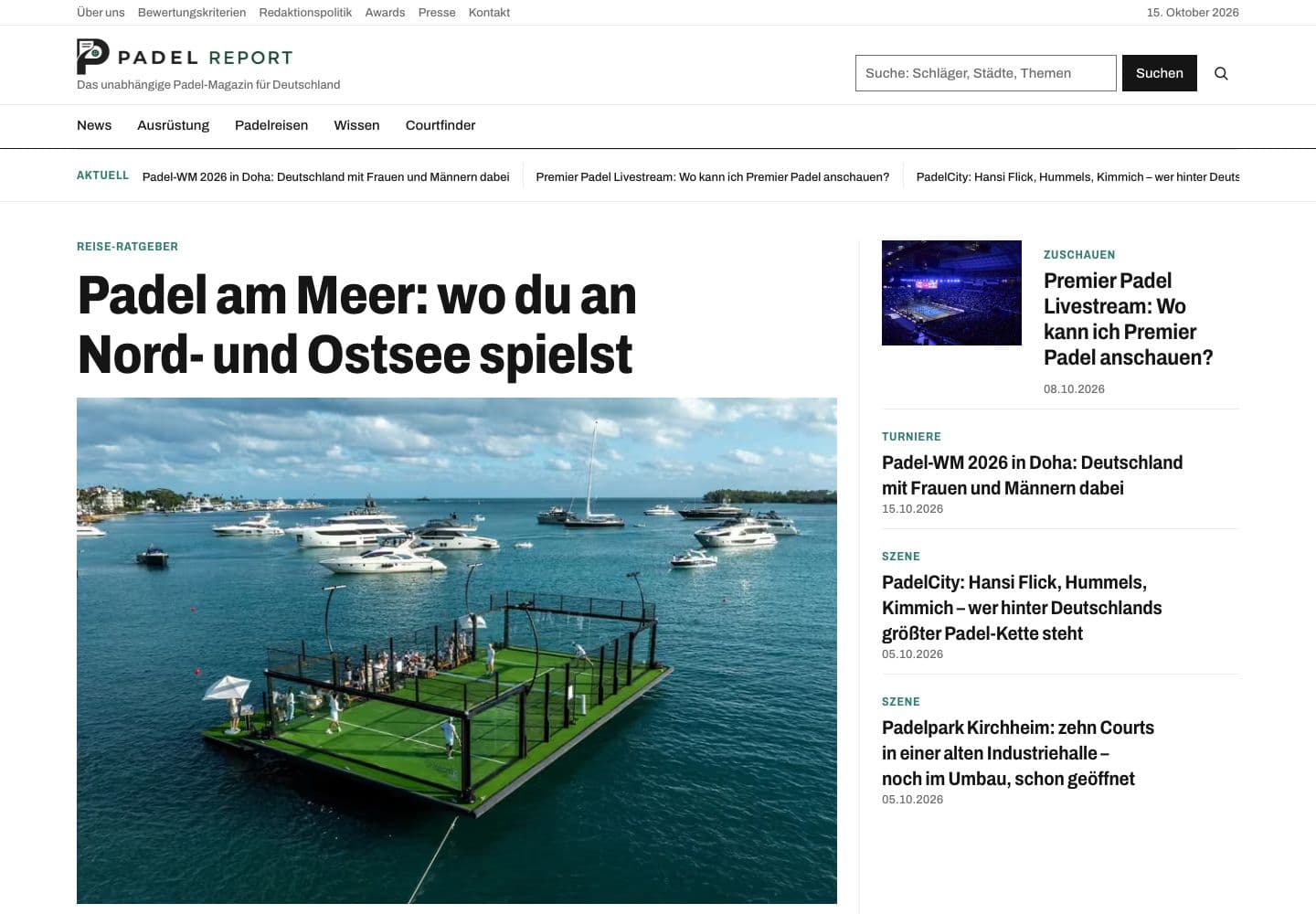 Startseite des Padel-Magazins