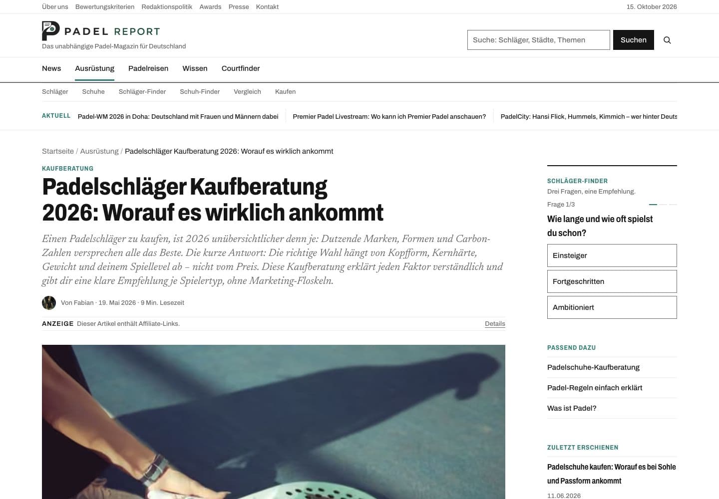 Kaufberatung für Padelschläger