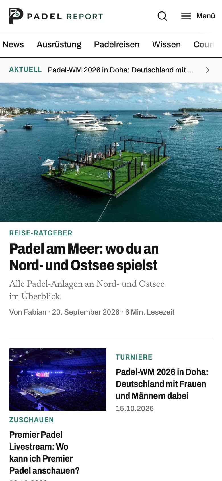Padelreport auf dem Handy